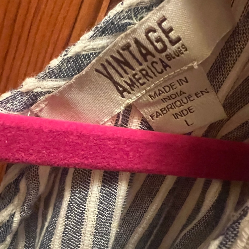 Vintage America Navy and White Striped Lace Top - Picture 4 of 4